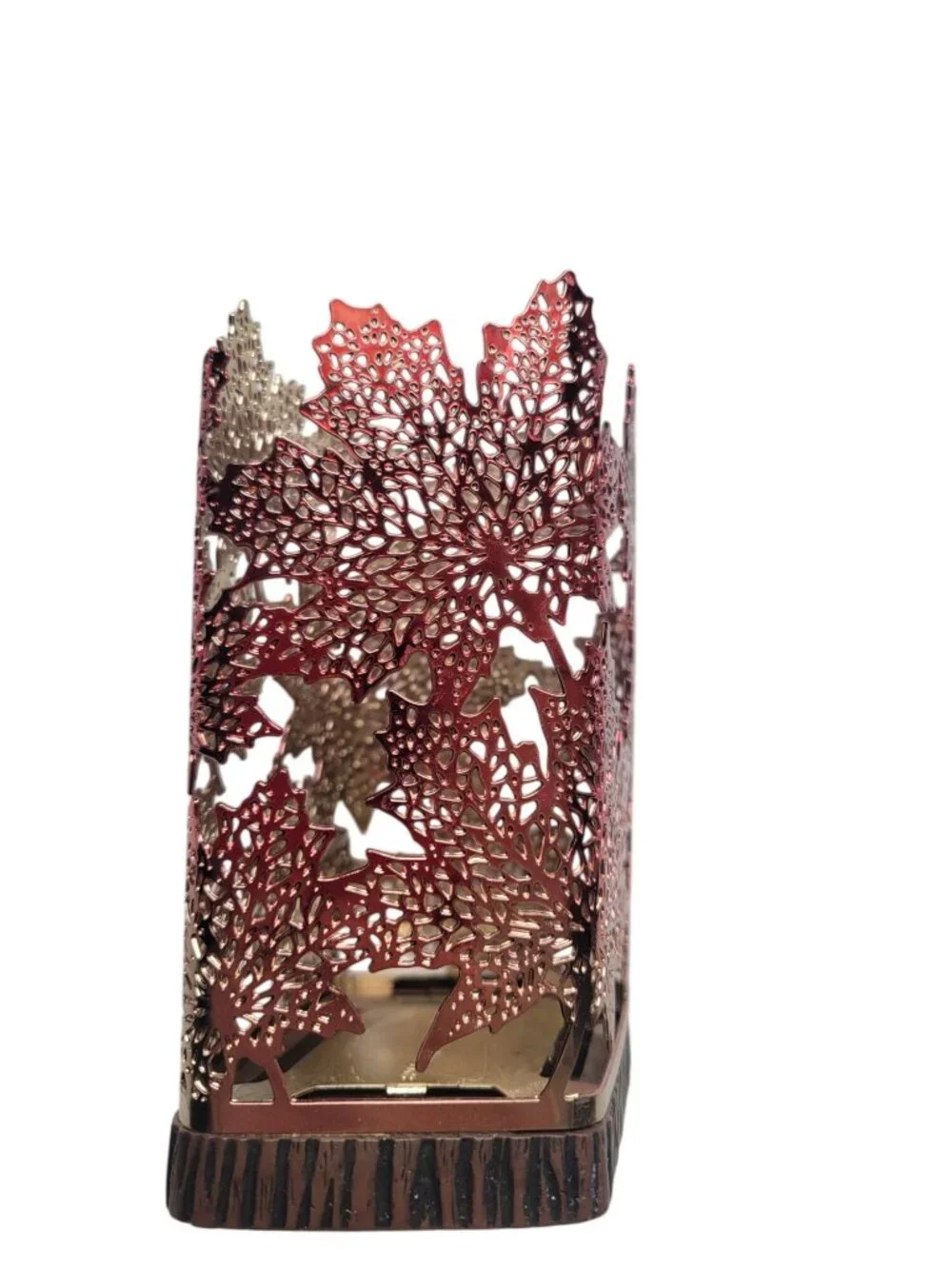 Bath & Body Works soap holder an intricate, ombre metal sleeve design of maple